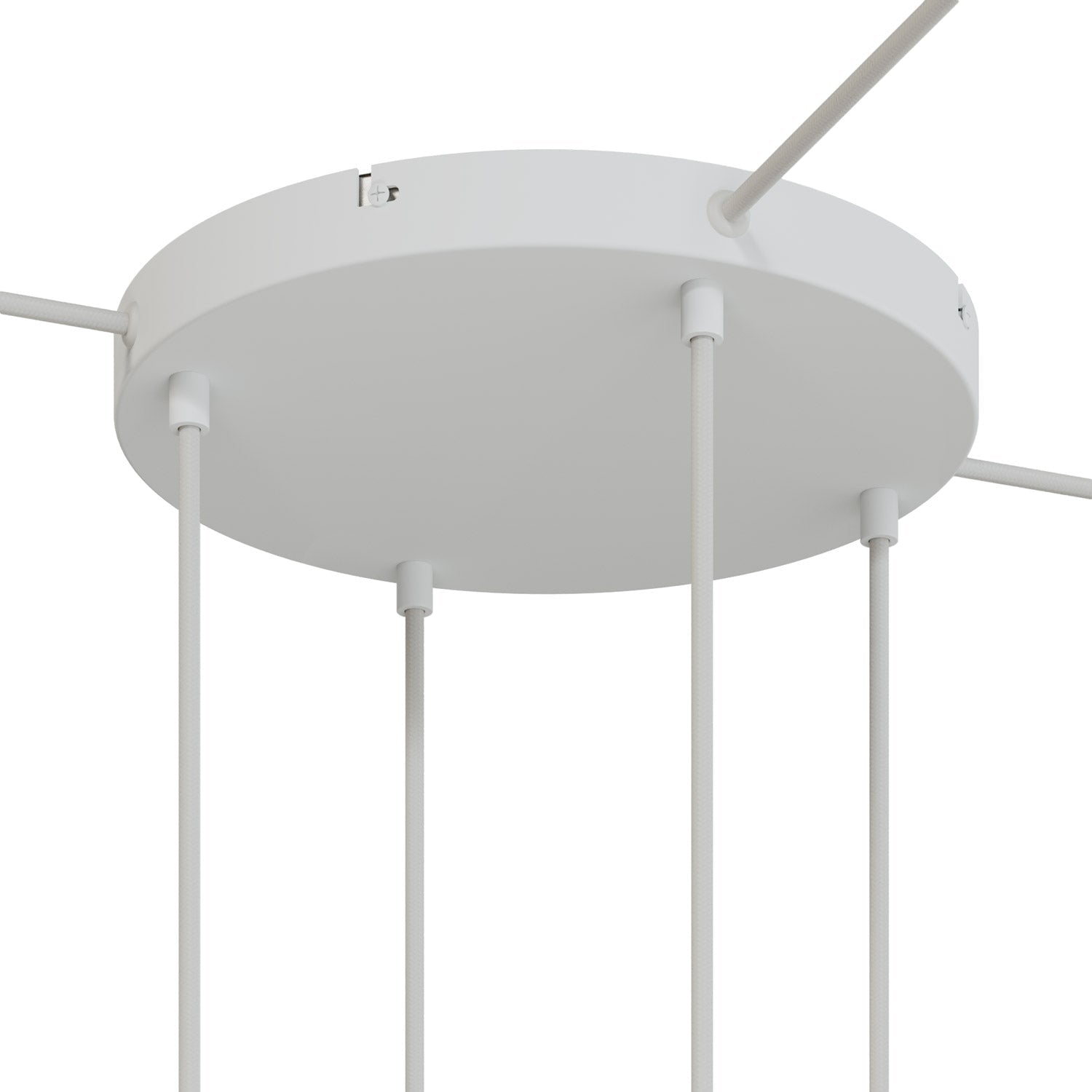 Rosone rotondo in alluminio Ø 30 cm con staffa e cavo di messa a terra, con 4 fori frontali - Bianco Opaco 3