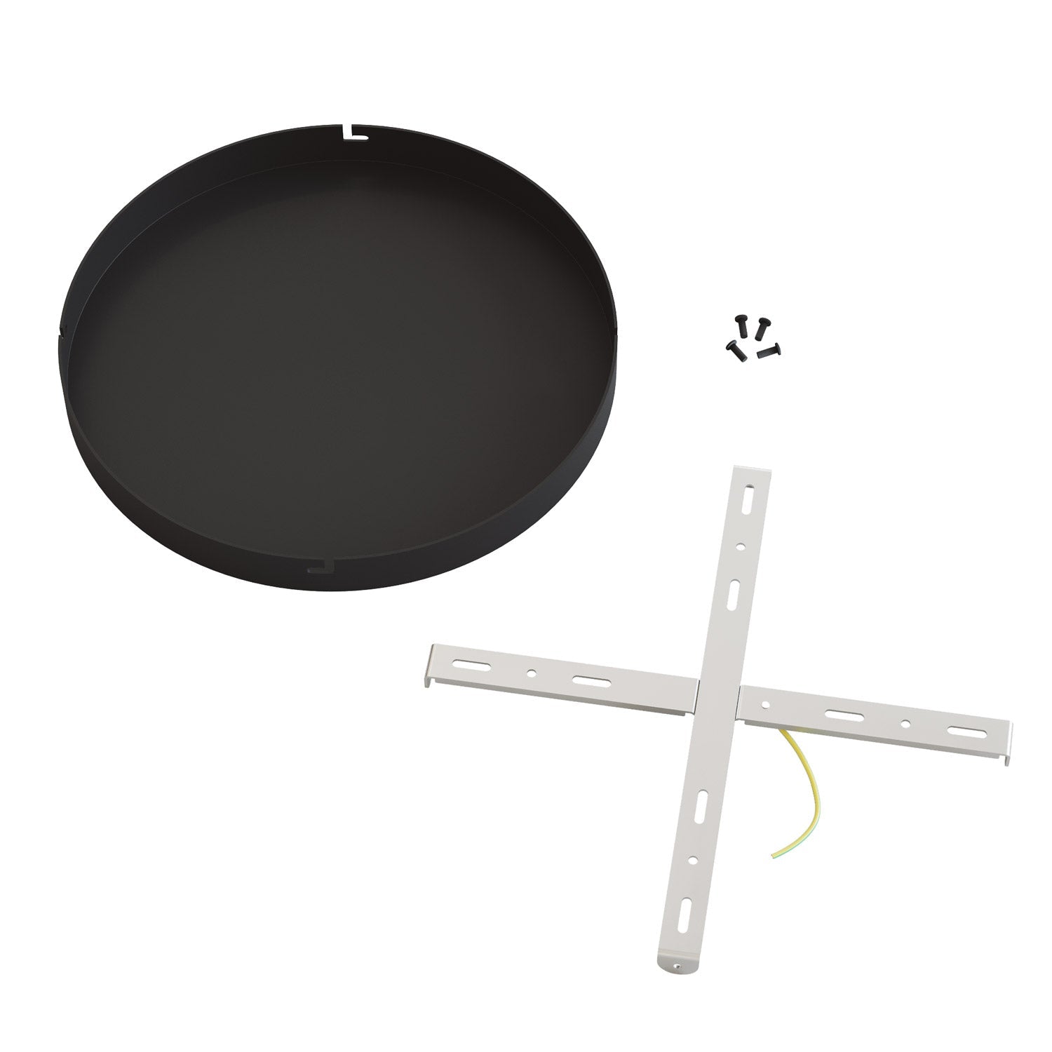 Rosone rotondo in alluminio Ø 30 cm con staffa e cavo di messa a terra, senza fori - Nero