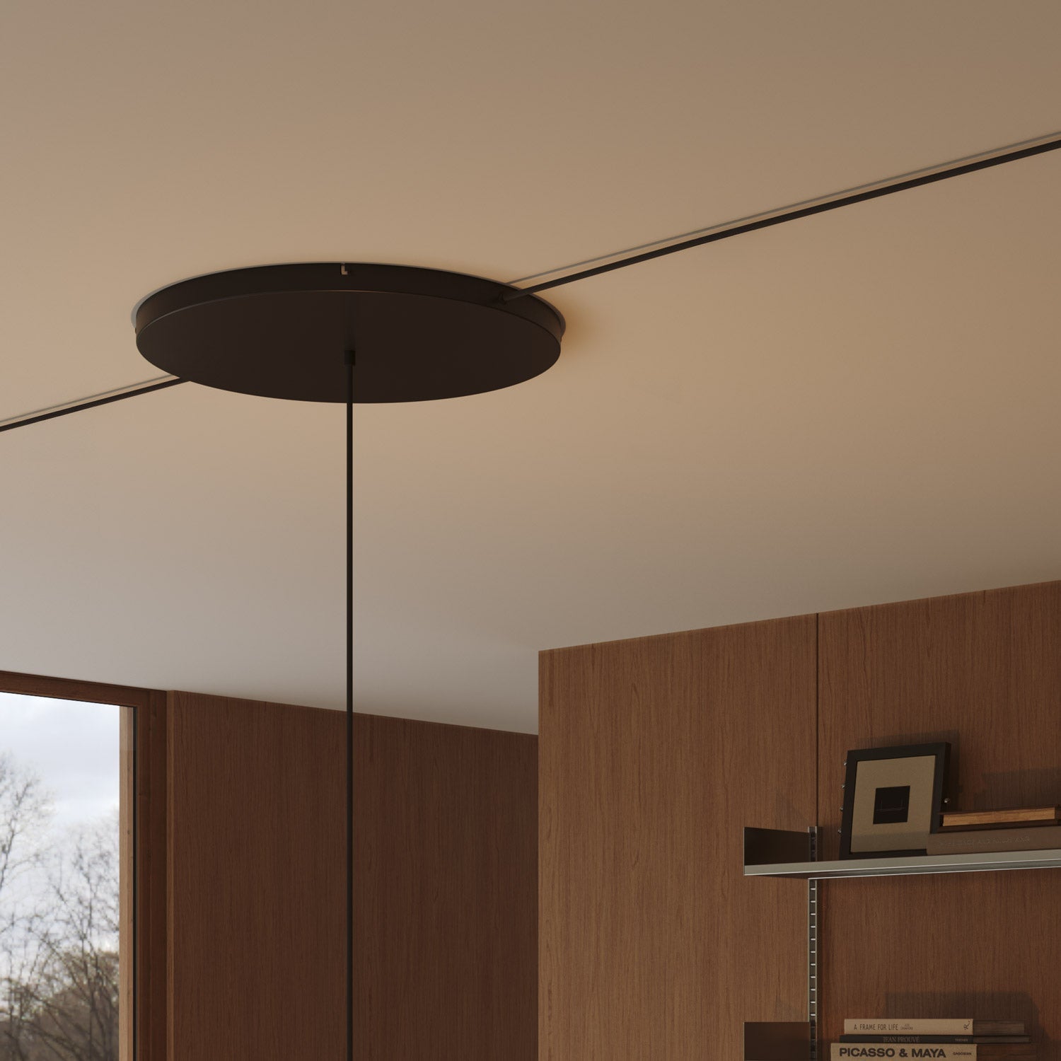 Rosone rotondo in alluminio Ø 50 cm con staffa e cavo di messa a terra, con 1 foro frontale - Nero 2
