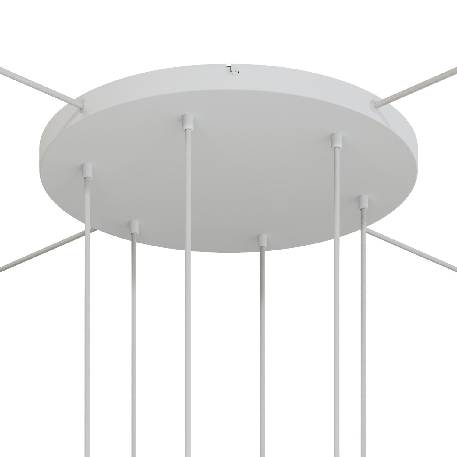 Rosone rotondo in alluminio Ø 50 cm con staffa e cavo di messa a terra, con 6 fori frontali - Bianco Opaco 4