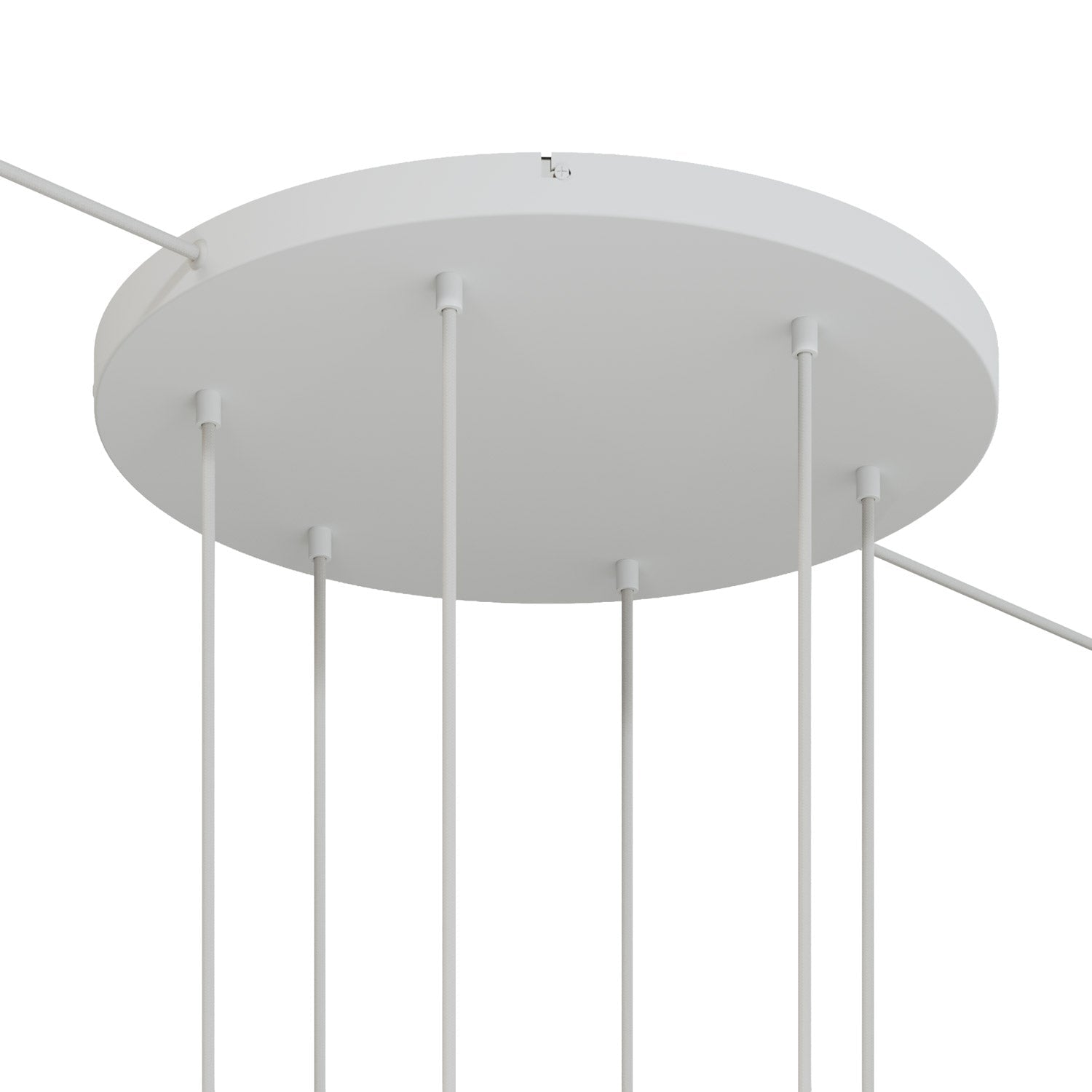 Rosone rotondo in alluminio Ø 50 cm con staffa e cavo di messa a terra, con 6 fori frontali - Bianco Opaco 2