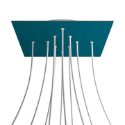 Rosone XXL Rose-One quadrato, 400 mm con 10 fori e 4 fori laterali - Petrolio Bianco