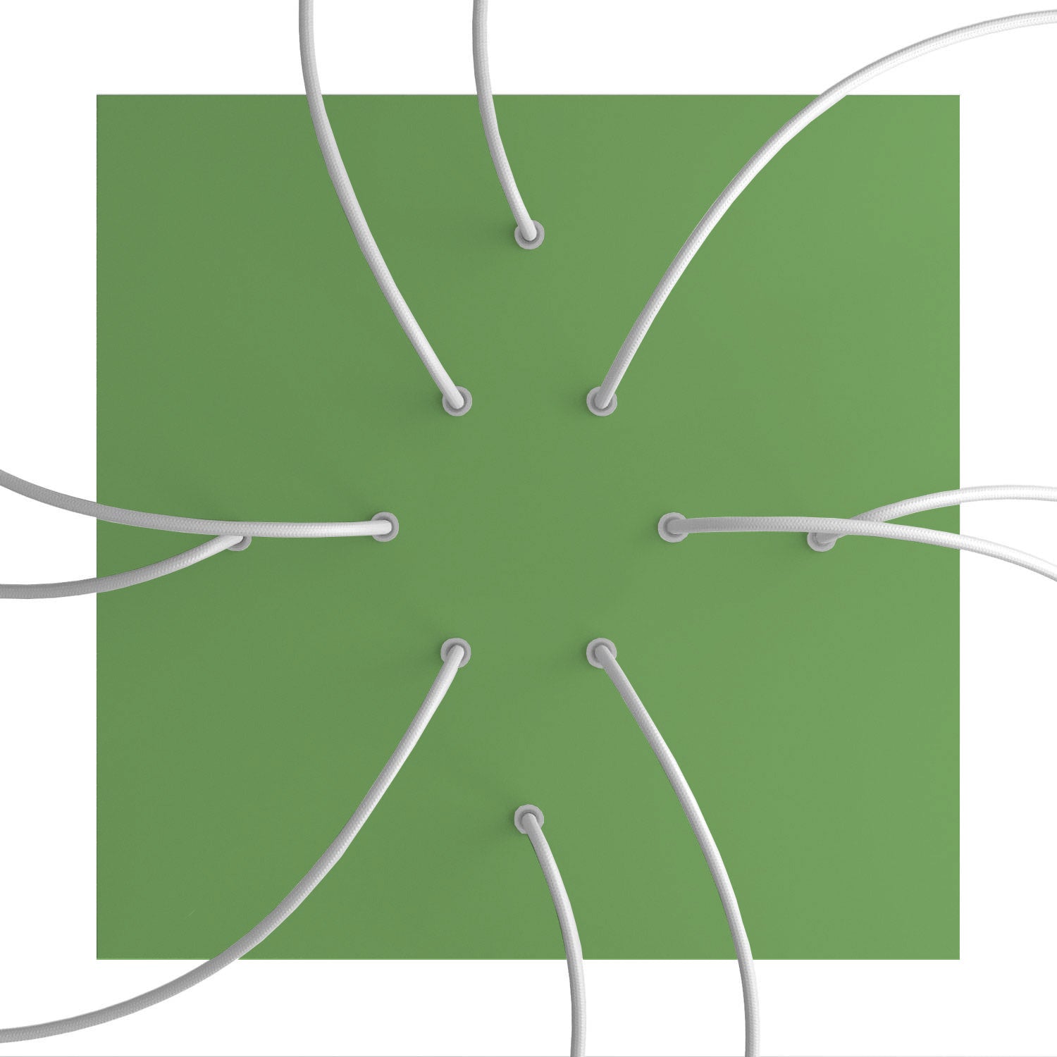 Rosone XXL Rose - One quadrato, 400 mm con 10 fori e 4 fori laterali - Verde prato - Creative Cables