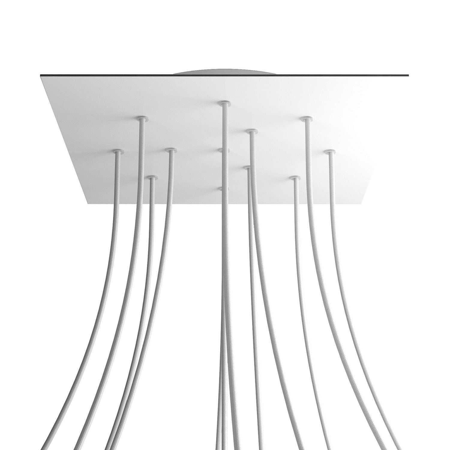Rosone XXL Rose - One quadrato, 400 mm con 12 fori e 4 fori laterali - Bianco opaco - Creative Cables