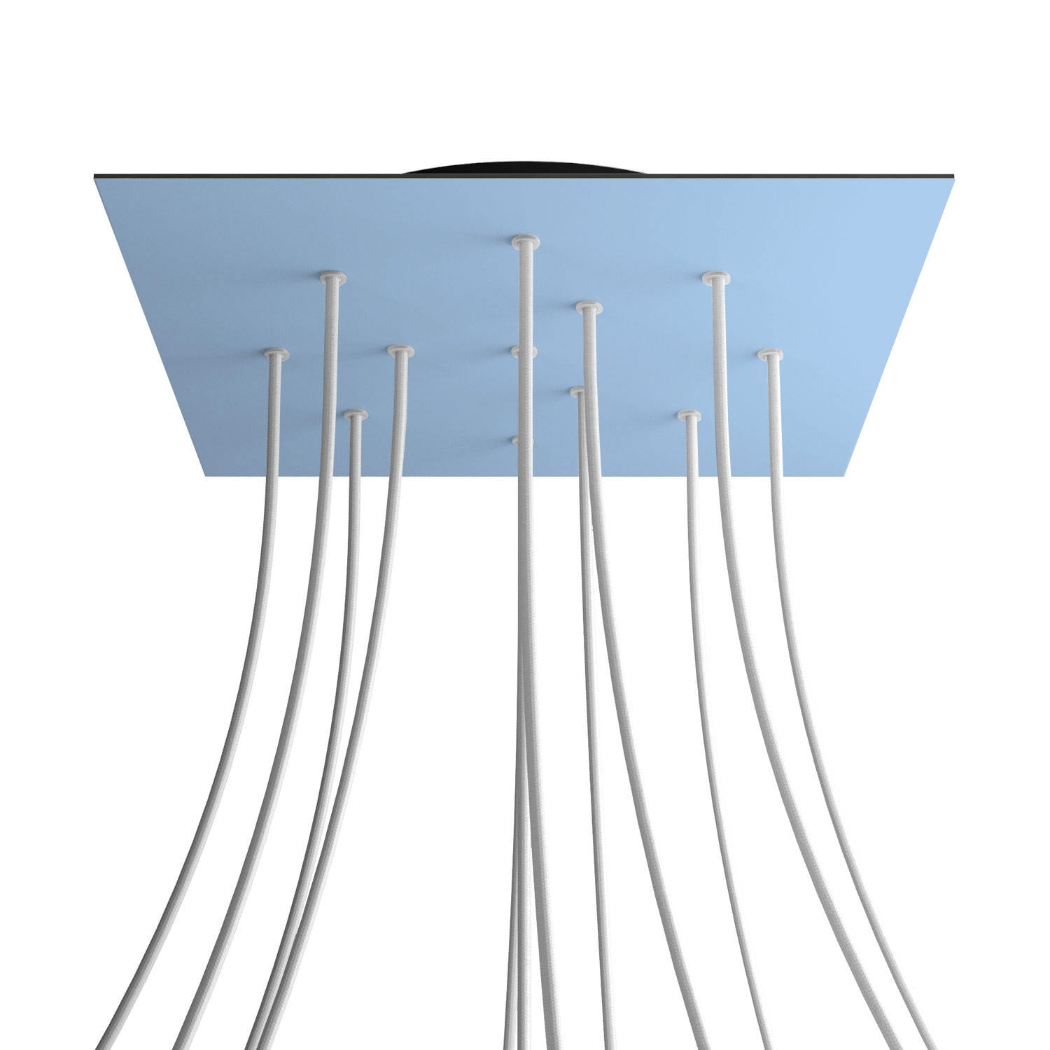 Rosone XXL Rose-One quadrato, 400 mm con 12 fori e 4 fori laterali - Blu carta da zucchero Nero