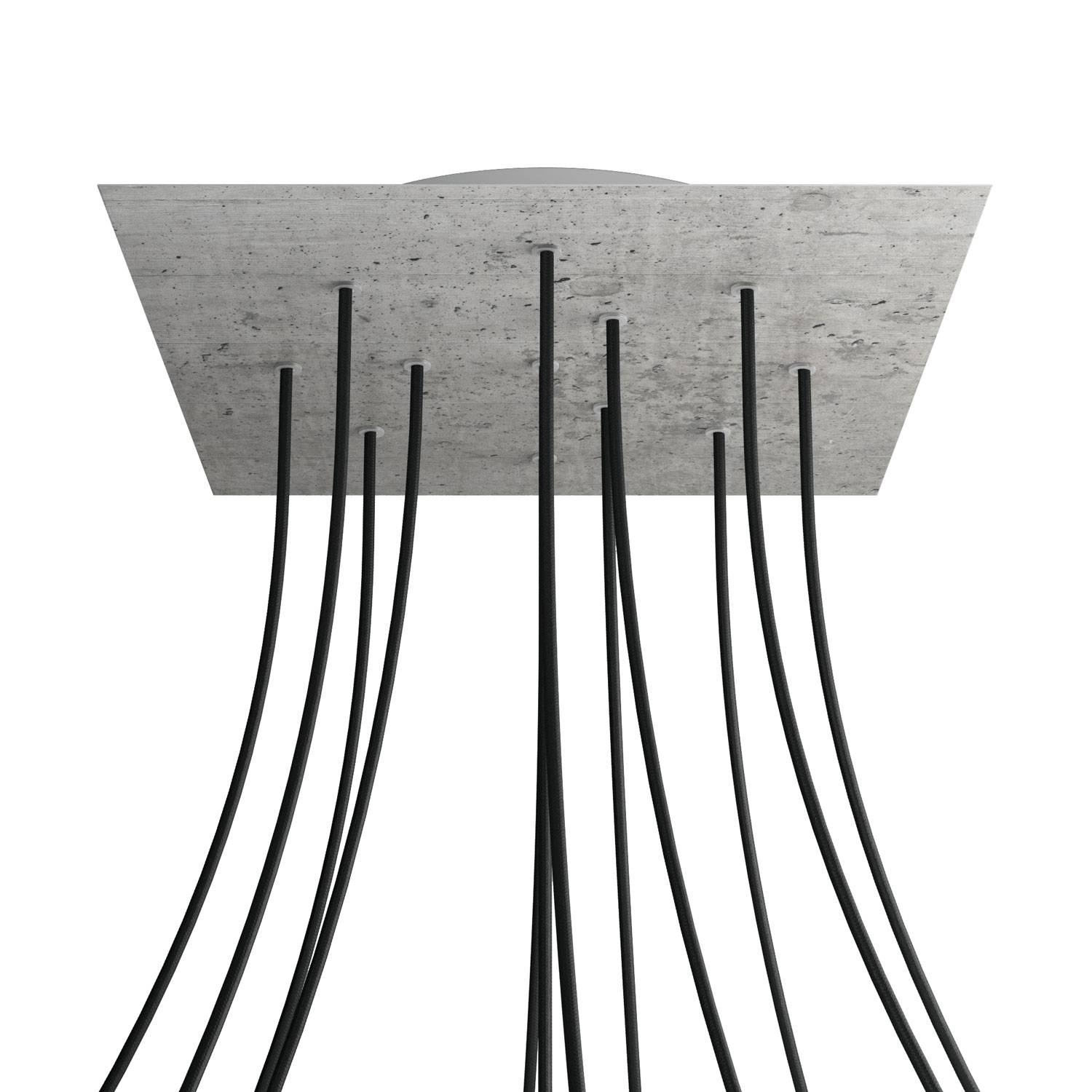 Rosone XXL Rose-One quadrato, 400 mm con 12 fori e 4 fori laterali - Cemento Bianco