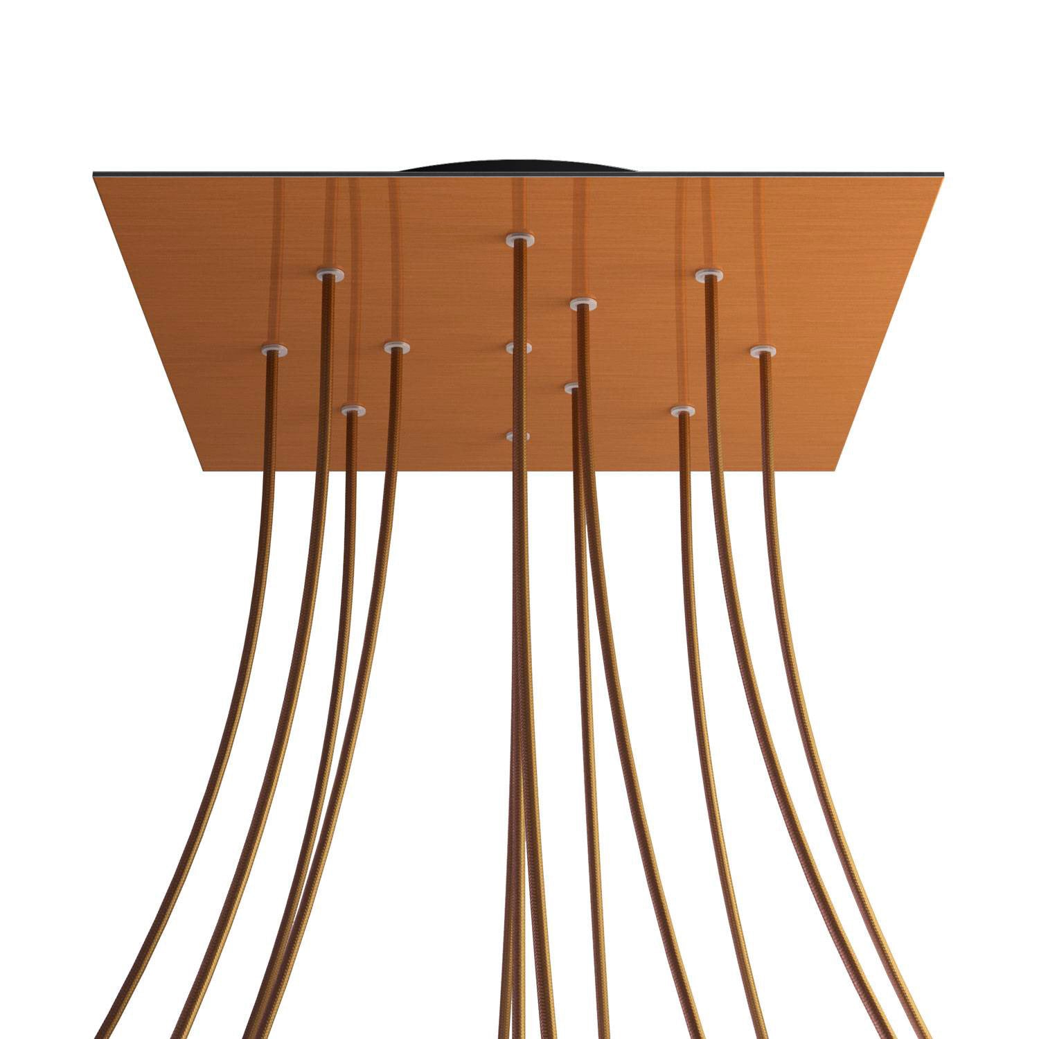 Rosone XXL Rose-One quadrato, 400 mm con 12 fori e 4 fori laterali - Dibond Rame satinato Nero