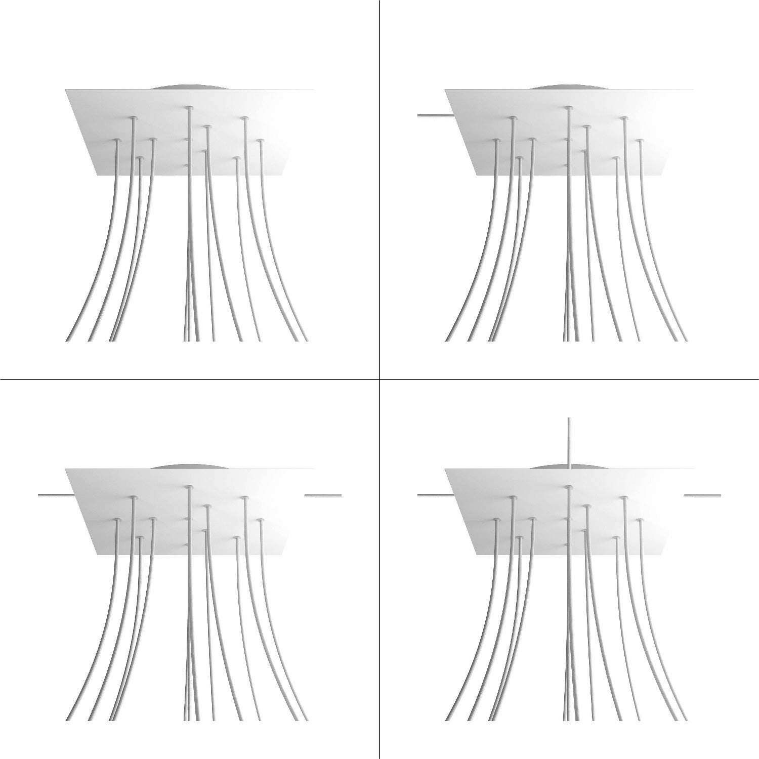 Rosone XXL Rose-One quadrato, 400 mm con 12 fori e 4 fori laterali - Dibond Rame satinato Bianco