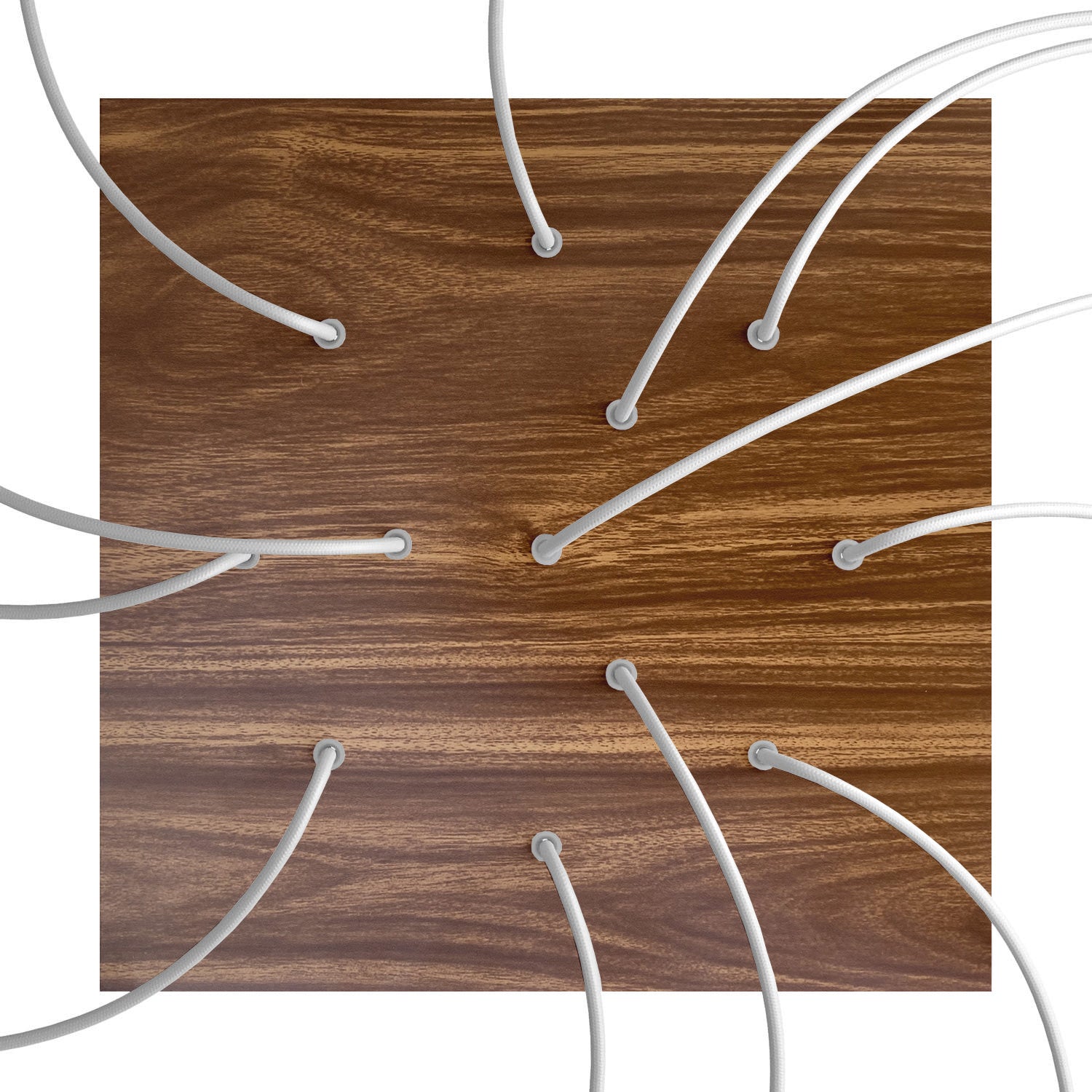 Rosone XXL Rose-One quadrato, 400 mm con 12 fori e 4 fori laterali - Legno Bianco