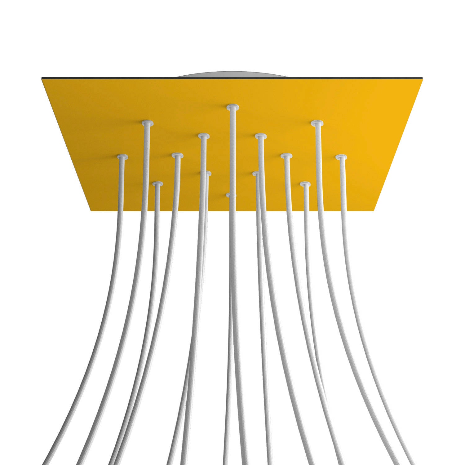 Rosone XXL Rose - One quadrato, 400 mm con 14 fori e 4 fori laterali - Mostarda - Creative Cables