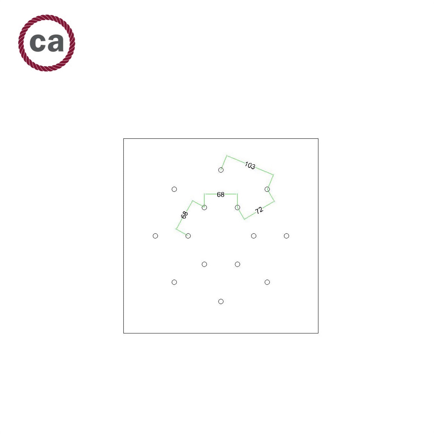 Rosone XXL Rose-One quadrato, 400 mm con 14 fori e 4 fori laterali - Verde prato Bianco