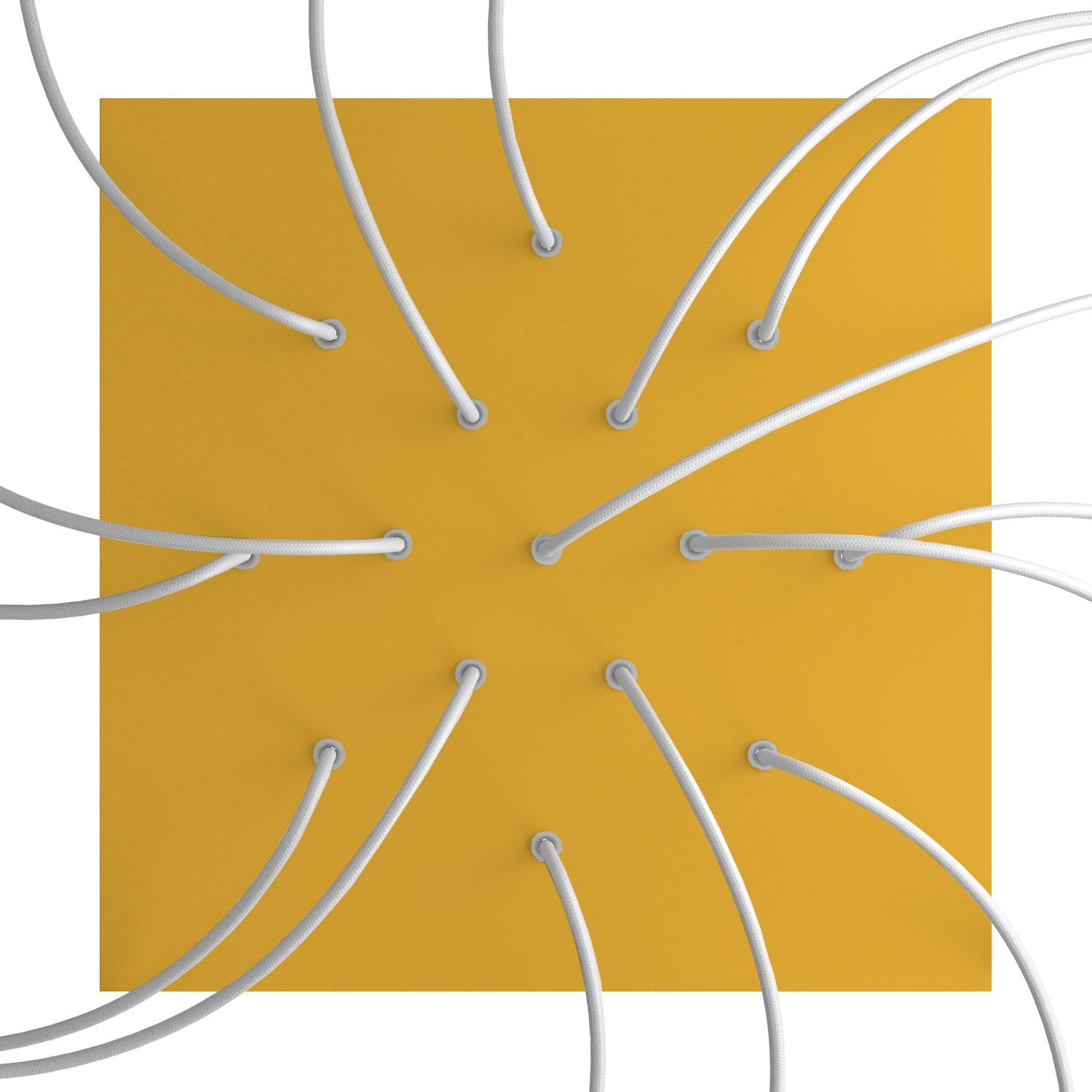 Rosone XXL Rose-One quadrato, 400 mm con 15 fori e 4 fori laterali - Mostarda Bianco