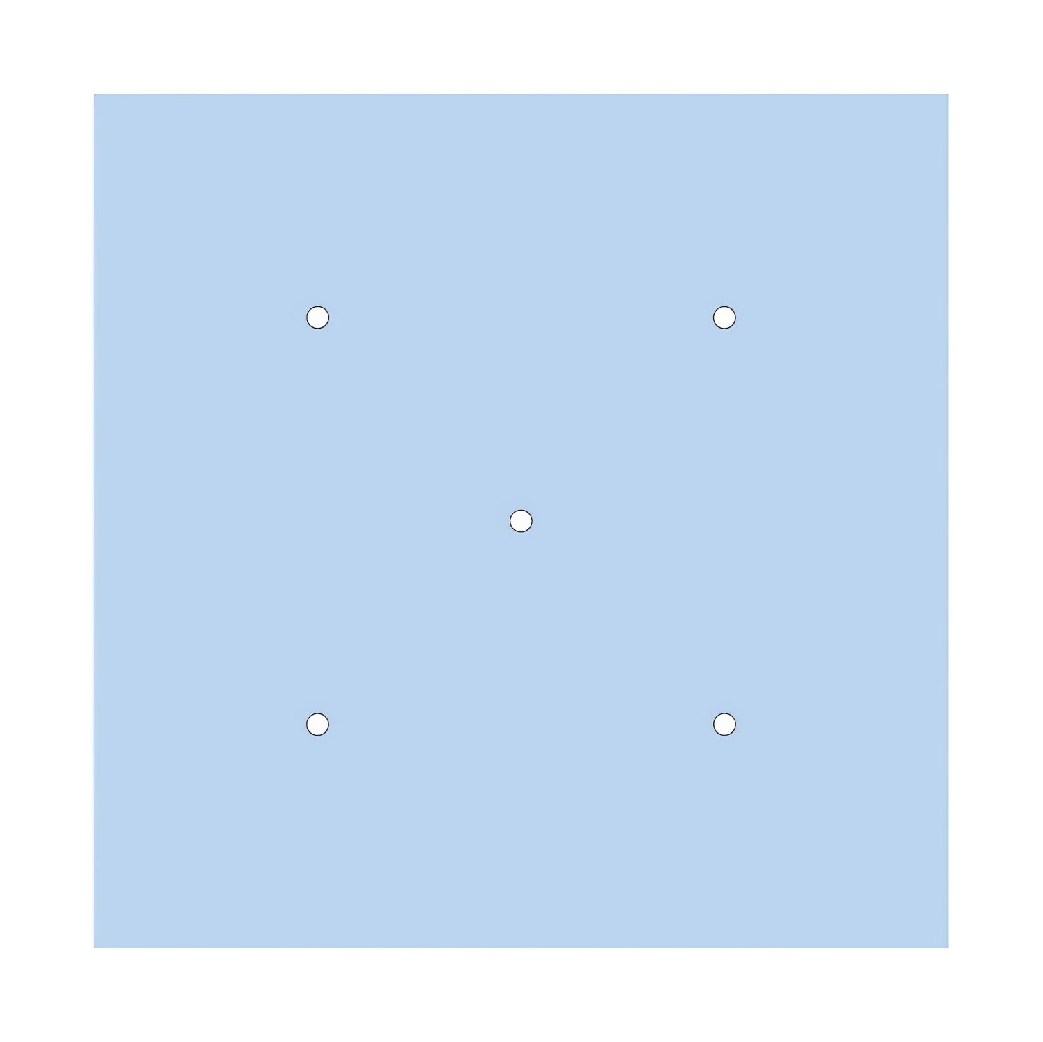 Rosone XXL Rose-One quadrato, 400 mm con 5 fori e 4 fori laterali - Blu carta da zucchero Bianco