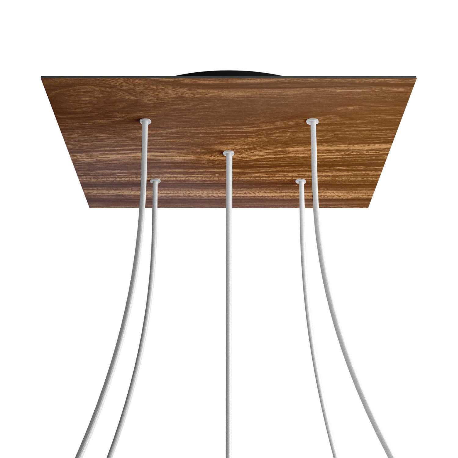 Rosone XXL Rose-One quadrato, 400 mm con 5 fori e 4 fori laterali - Legno Nero