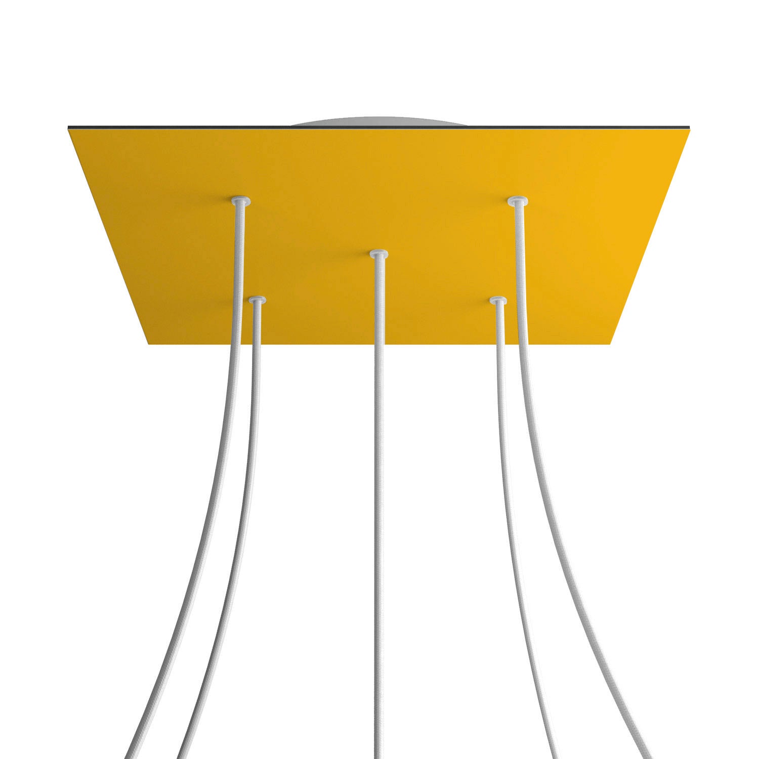 Rosone XXL Rose - One quadrato, 400 mm con 5 fori e 4 fori laterali - Mostarda - Creative Cables