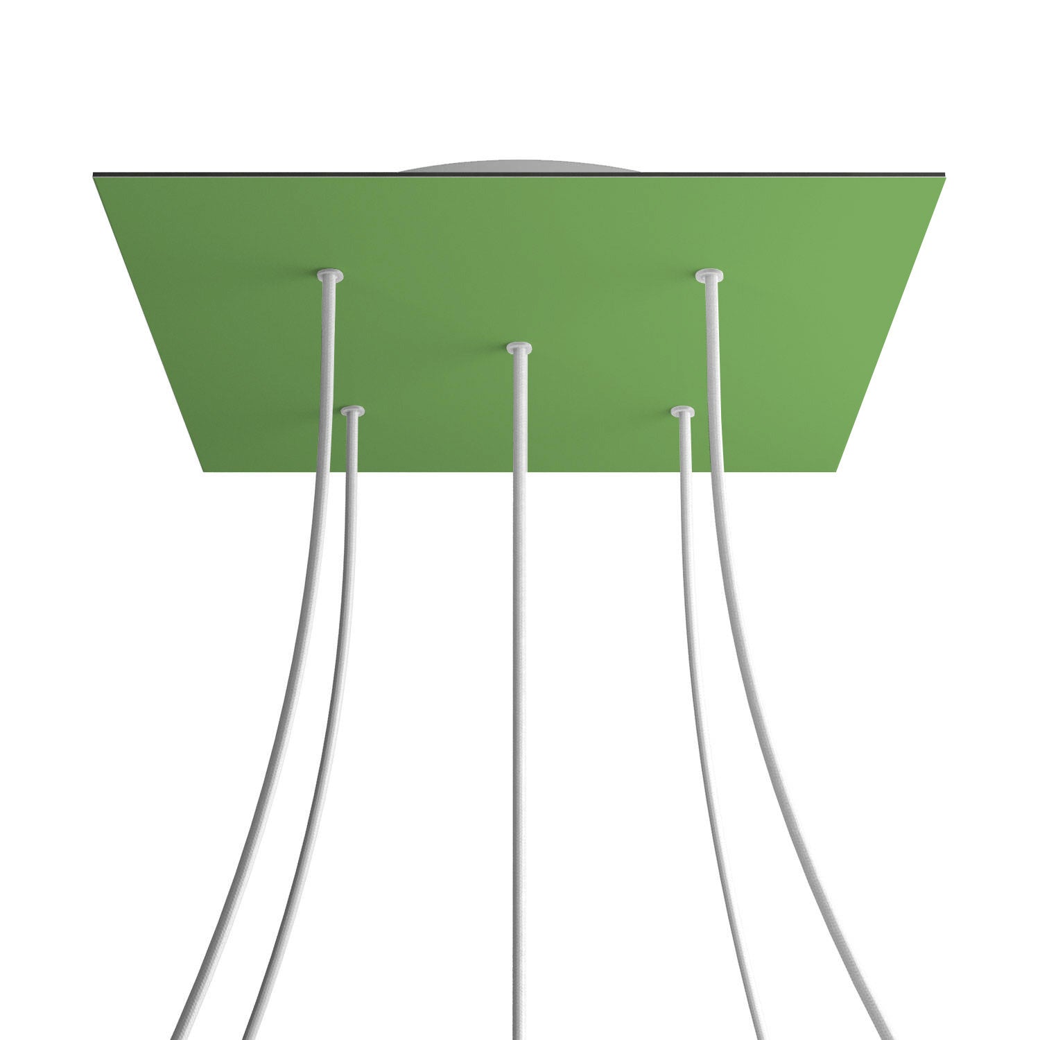 Rosone XXL Rose - One quadrato, 400 mm con 5 fori e 4 fori laterali - Verde prato - Creative Cables