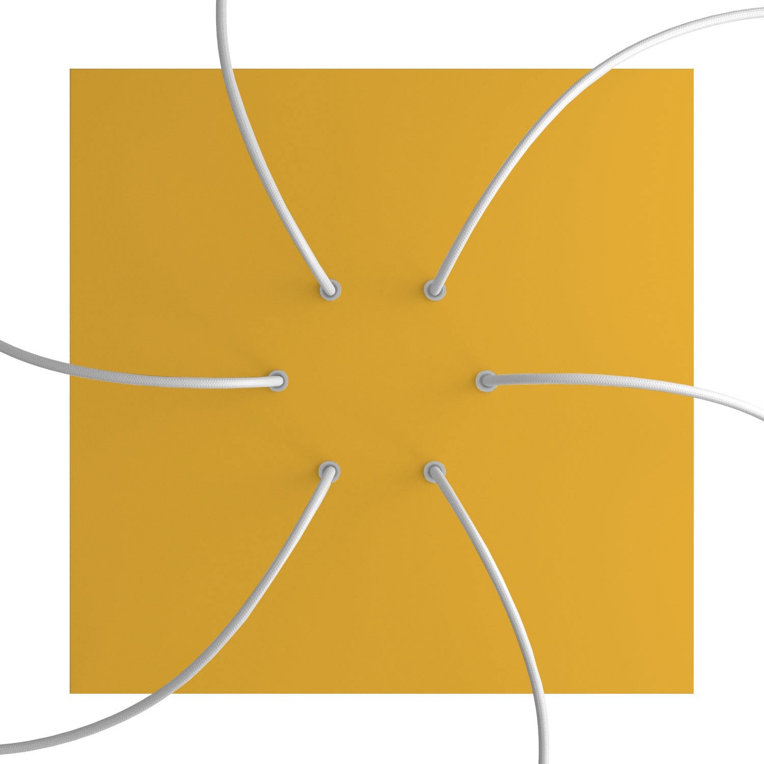 Rosone XXL Rose - One quadrato, 400 mm con 6 fori e 4 fori laterali - Mostarda - Creative Cables