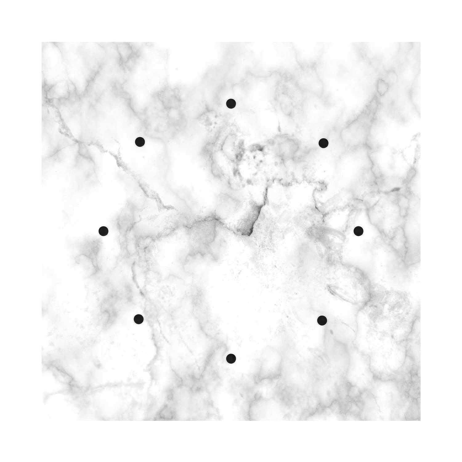 Rosone XXL Rose-One quadrato, 400 mm con 8 fori e 4 fori laterali - Marmo Carrara Bianco