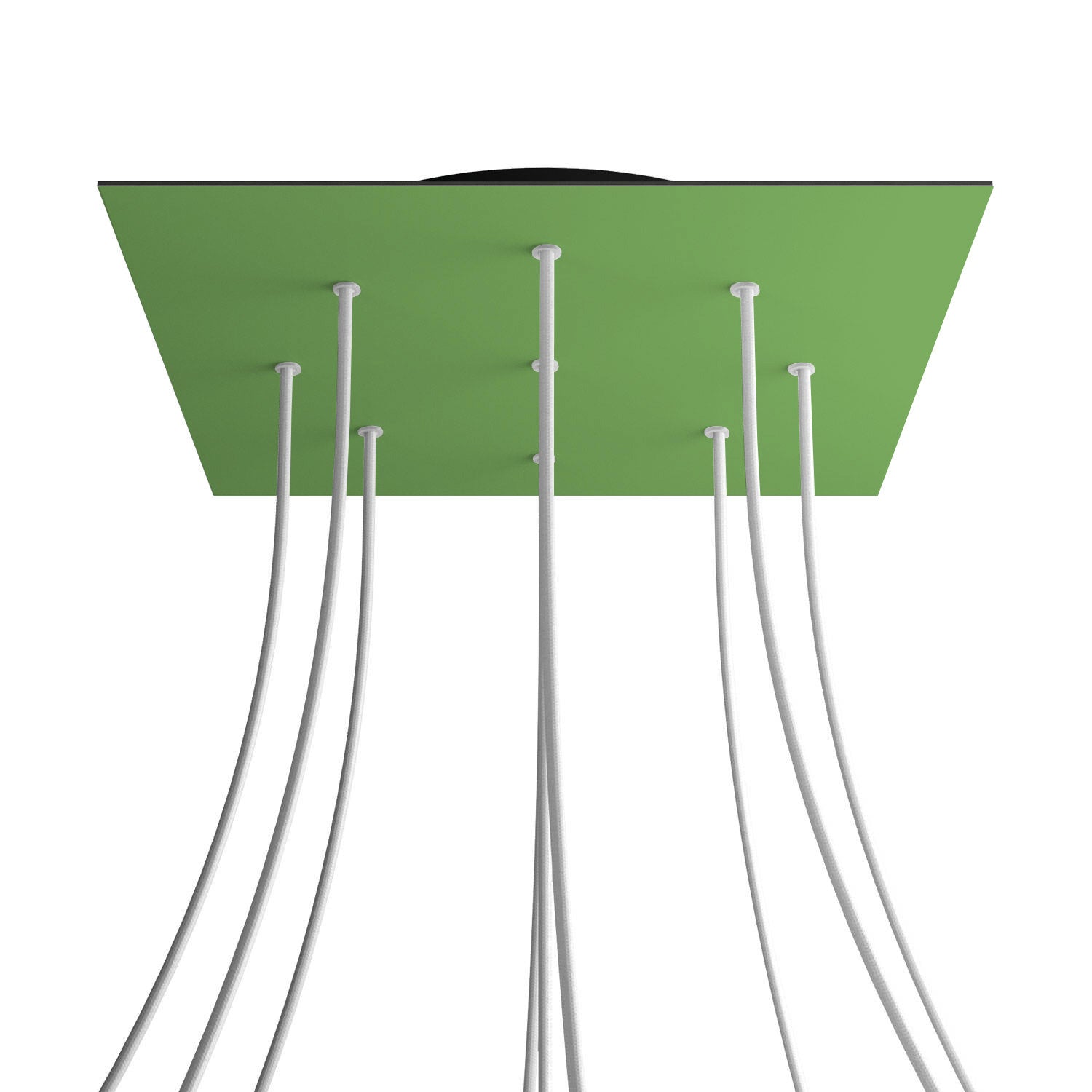 Rosone XXL Rose-One quadrato, 400 mm con 9 fori e 4 fori laterali - Verde prato Nero