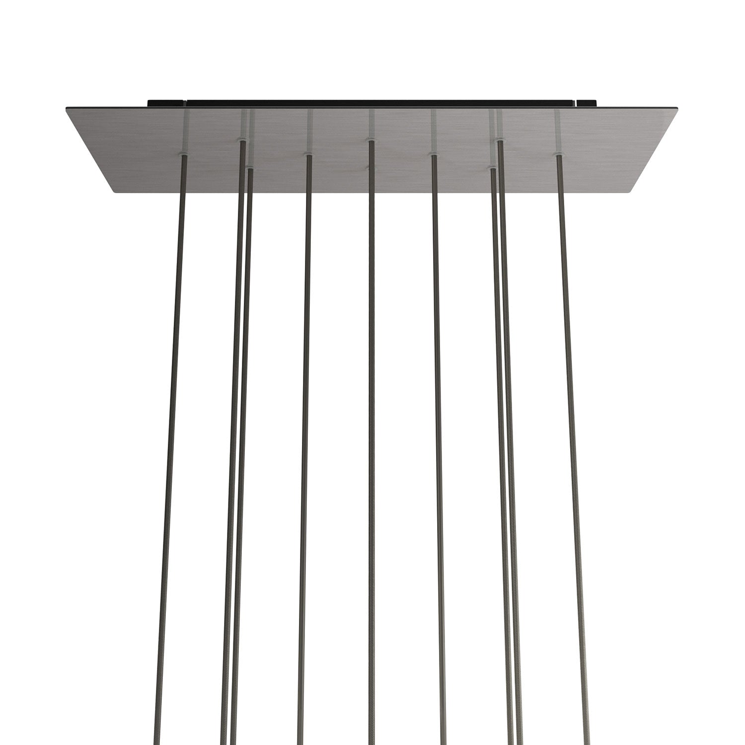 Rosone XXL Rose-One rettangolare a 10 fori e 6 fori laterali, dimensioni 675 x 225 mm - Dibond Acciaio satinato Nero