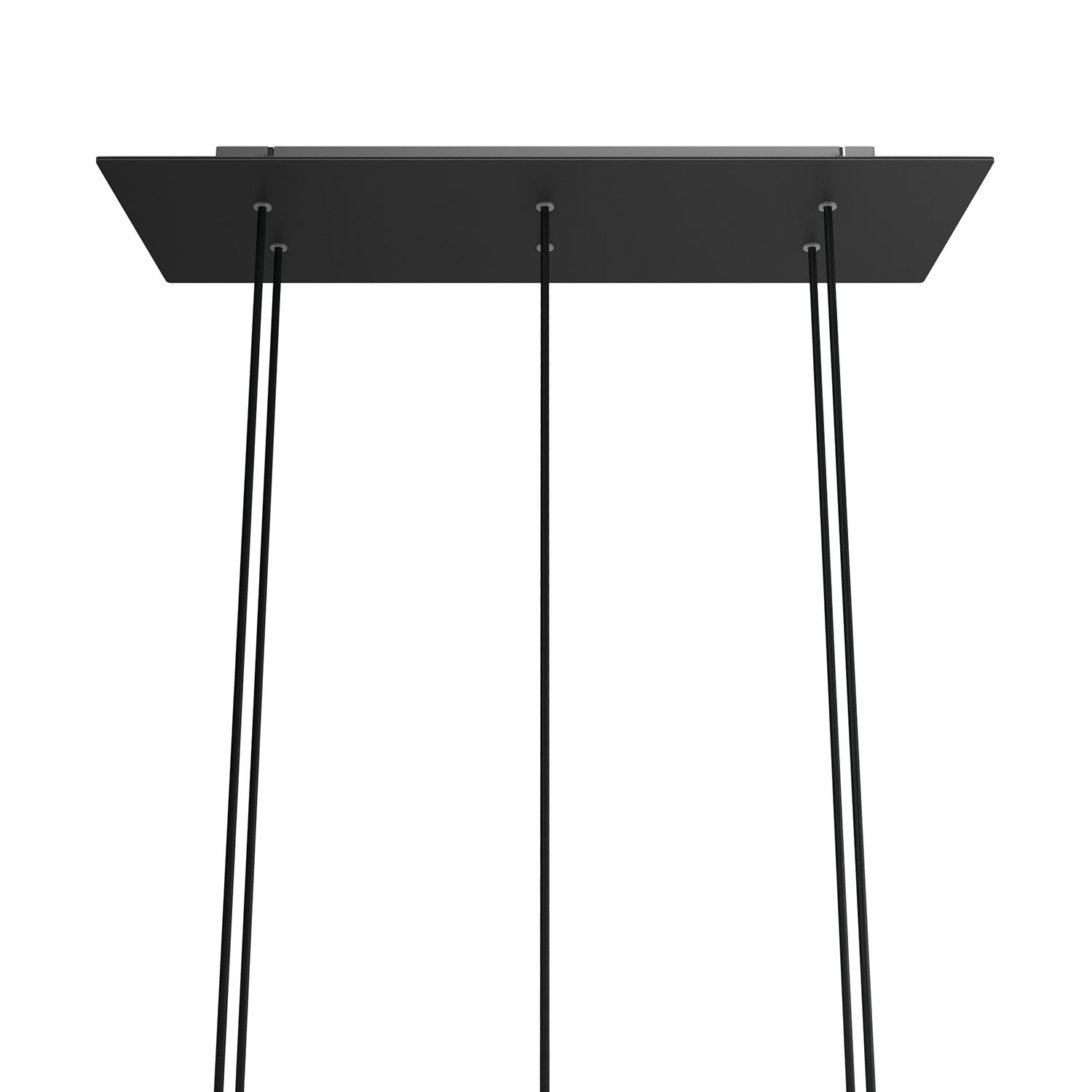 Rosone XXL Rose - One rettangolare a 6 fori e 6 fori laterali, dimensioni 675 x 225 mm - Dibond Nero opaco - Creative Cables