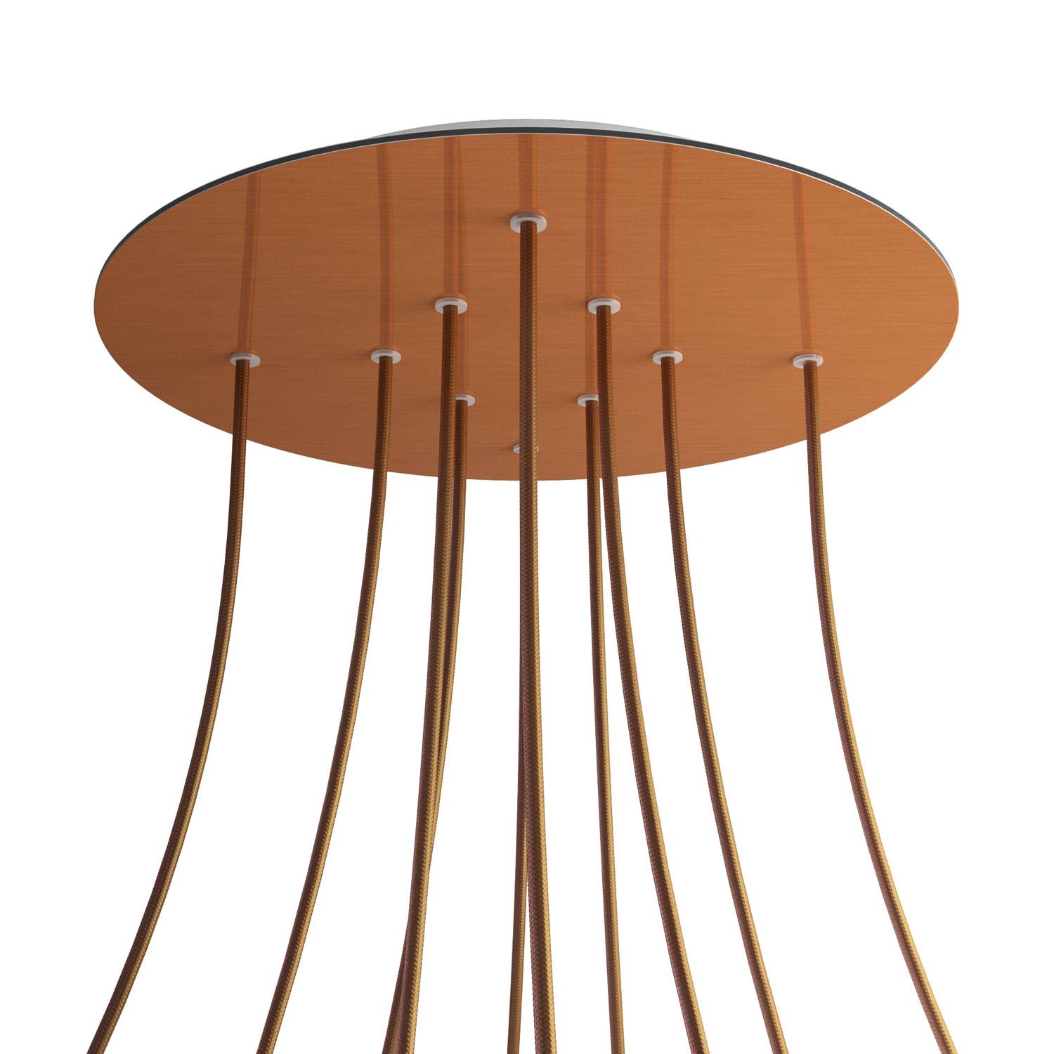 Rosone XXL Rose - One rotondo, diametro 400 mm con 10 fori e 4 fori laterali - Dibond Rame satinato - Creative Cables