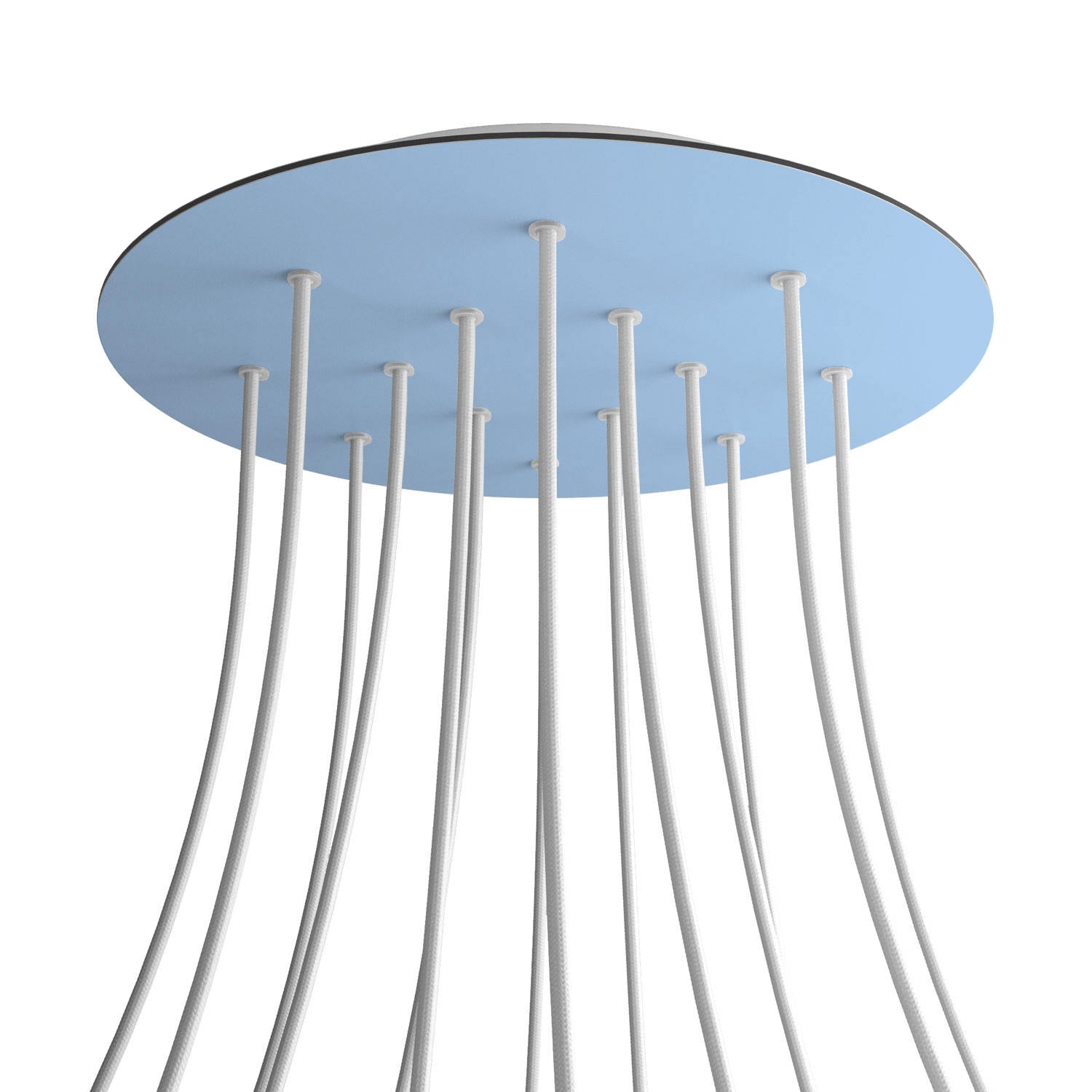 Rosone XXL Rose - One rotondo, diametro 400 mm con 14 fori e 4 fori laterali - Blu carta da zucchero - Creative Cables