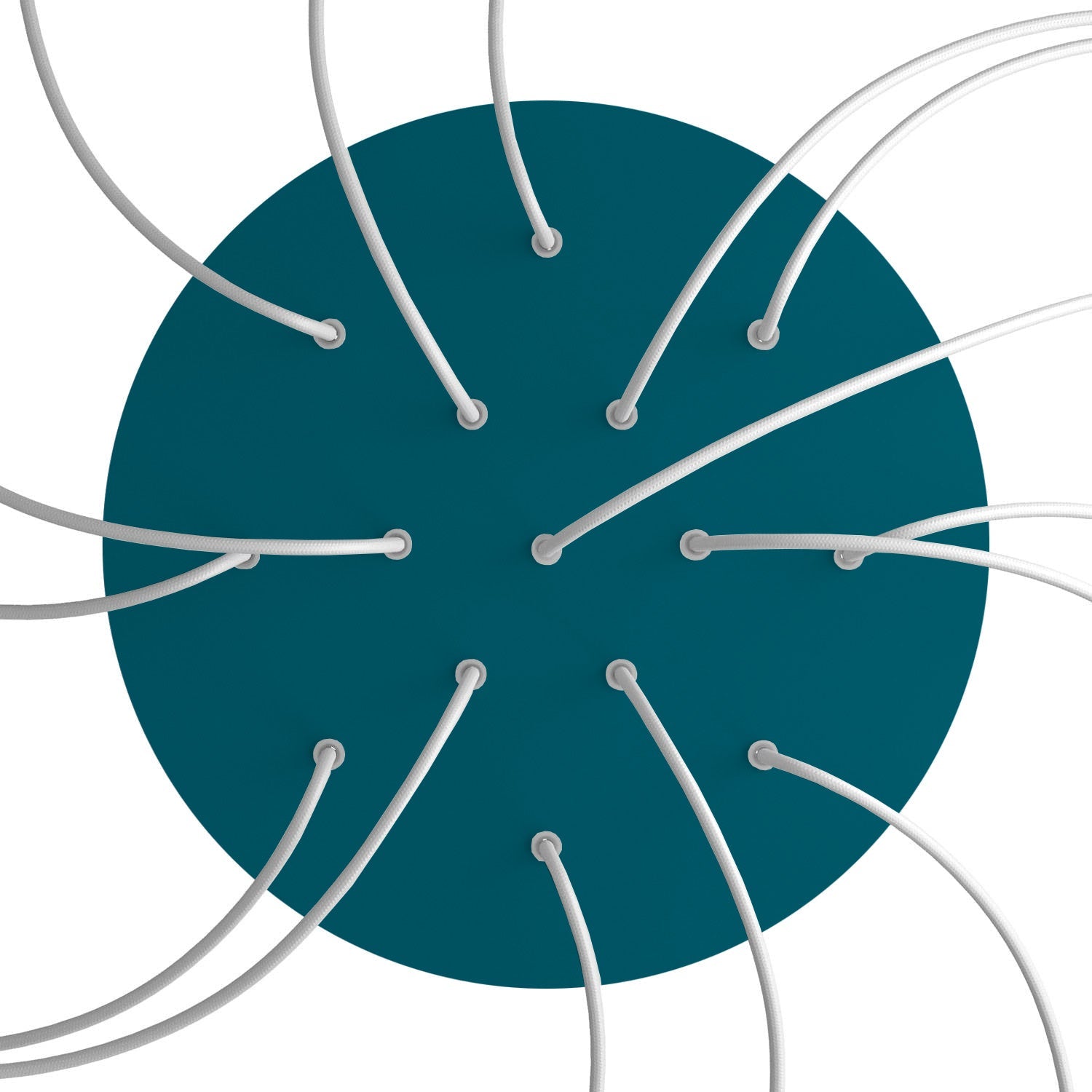 Rosone XXL Rose-One rotondo, diametro 400 mm con 15 fori e 4 fori laterali - Petrolio Bianco