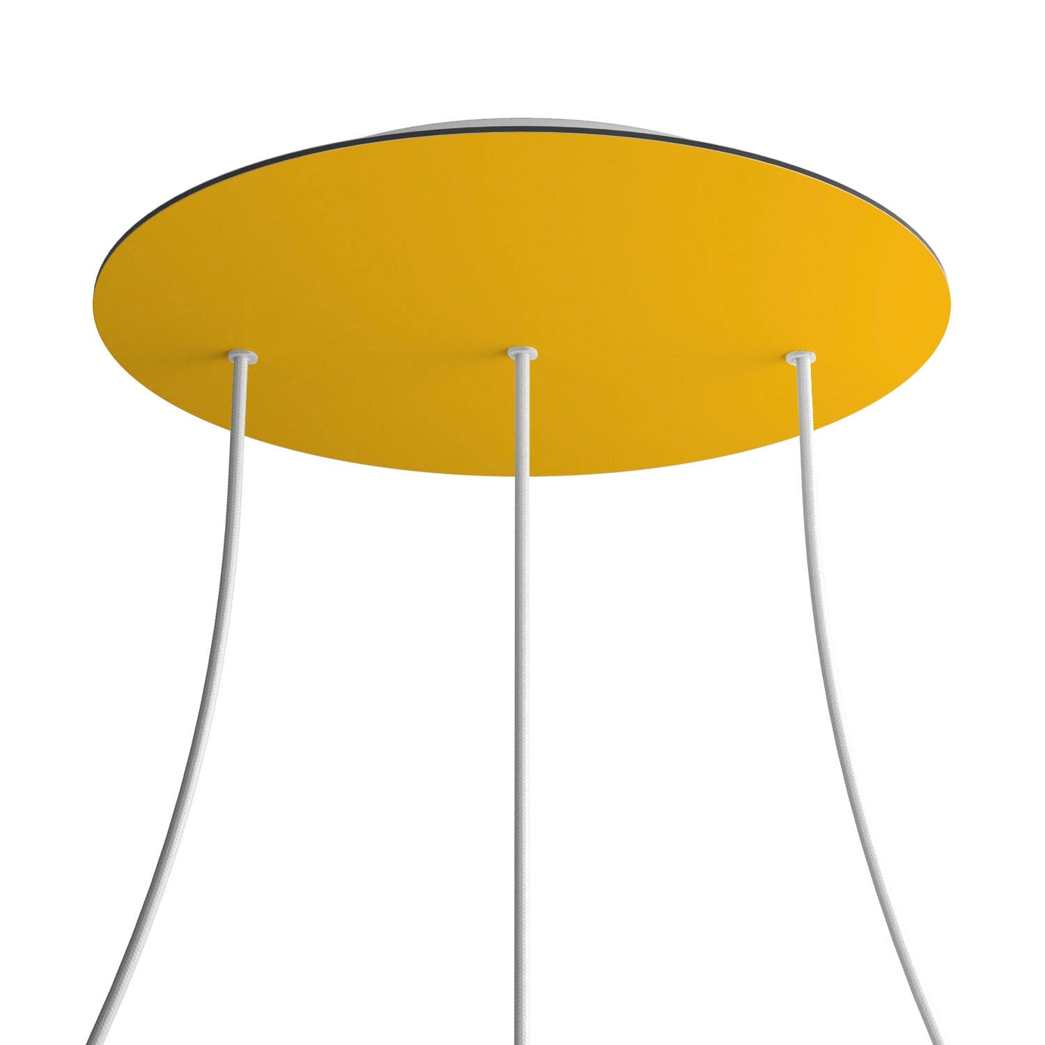 Rosone XXL Rose-One rotondo, diametro 400 mm con 3 fori in linea e 4 fori laterali - Mostarda Bianco