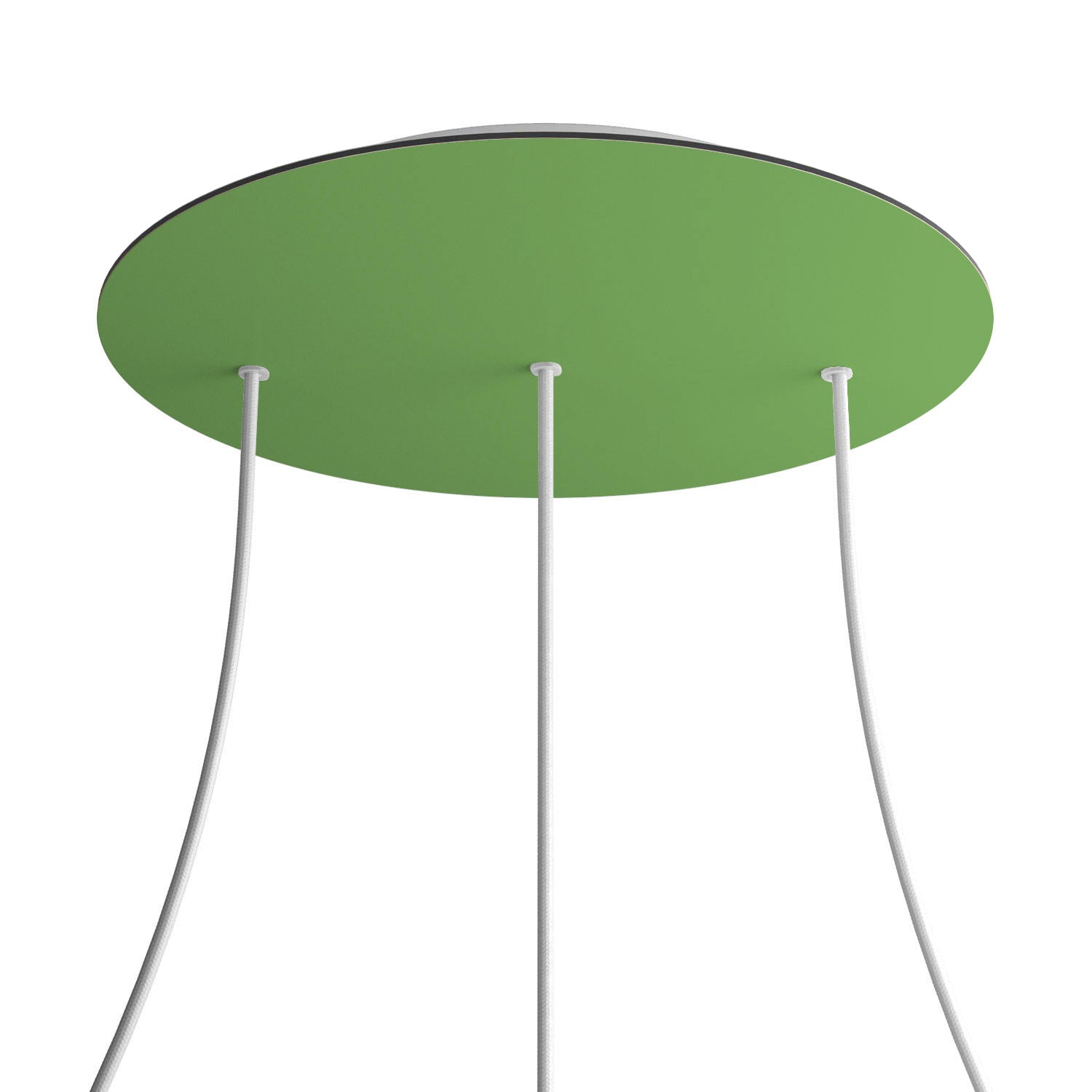 Rosone XXL Rose - One rotondo, diametro 400 mm con 3 fori in linea e 4 fori laterali - Verde prato - Creative Cables