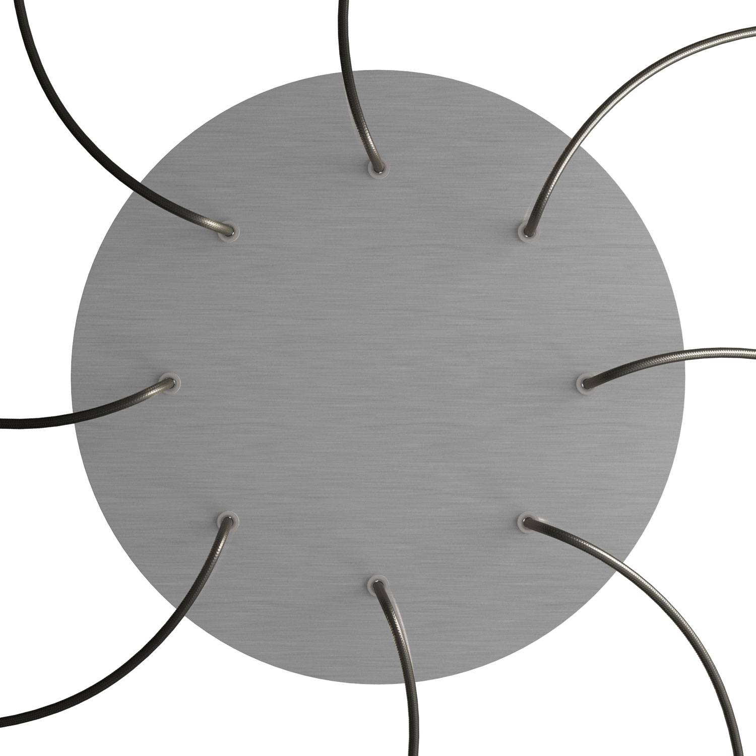 Rosone XXL Rose-One rotondo, diametro 400 mm con 8 fori e 4 fori laterali - Dibond Acciaio satinato Bianco