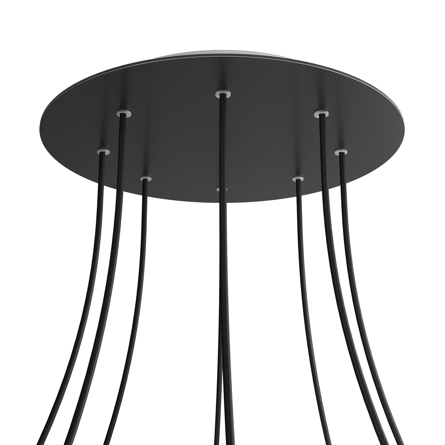 Rosone XXL Rose - One rotondo, diametro 400 mm con 8 fori e 4 fori laterali - Nero opaco - Creative Cables