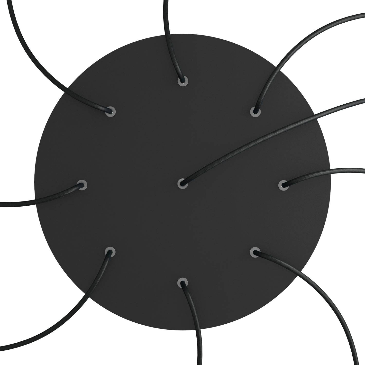 Rosone XXL Rose - One rotondo, diametro 400 mm con 9 fori e 4 fori laterali - Nero opaco - Creative Cables