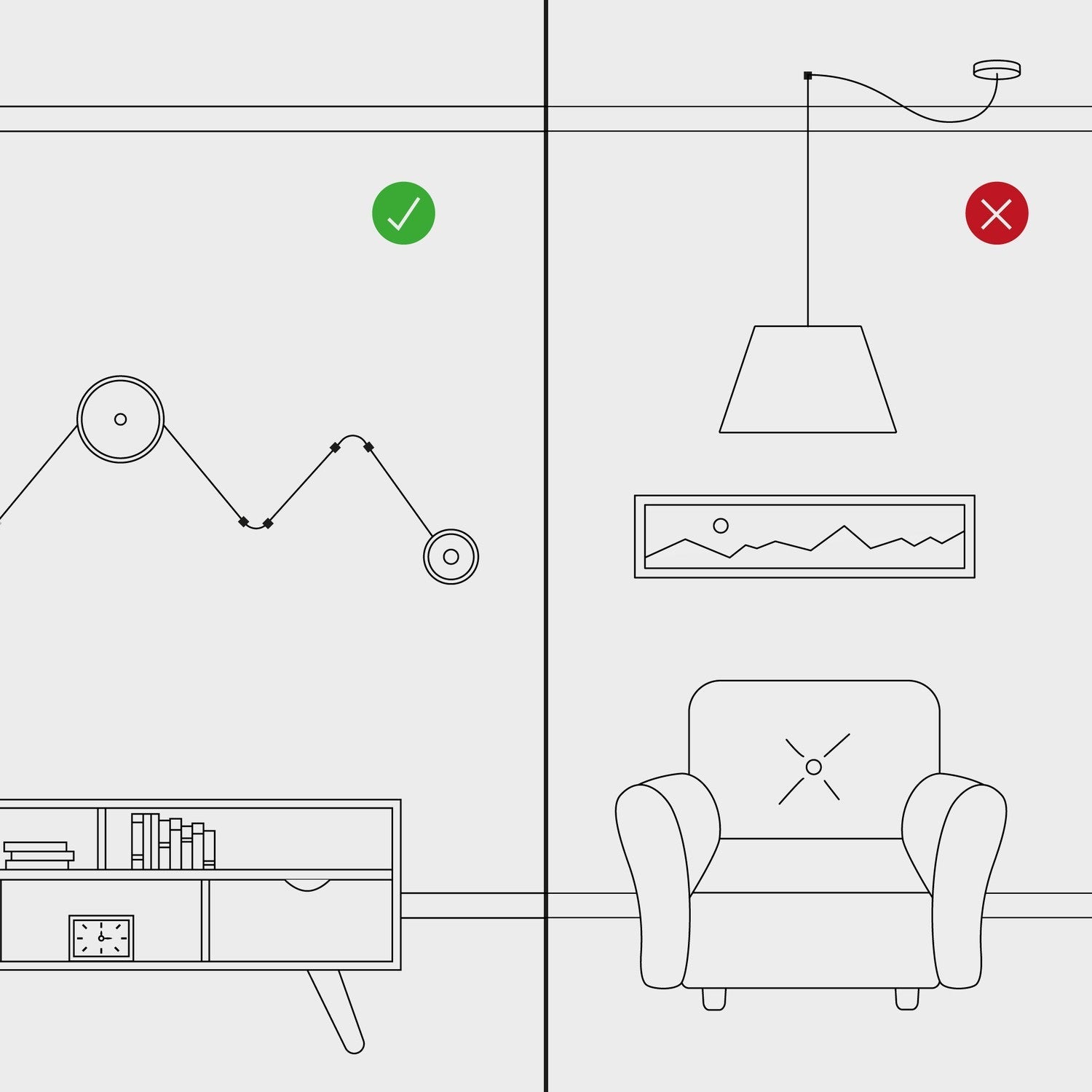 Set 4 Cube Clip Trasparente - Mini fissaggio a parete per cavo tessile