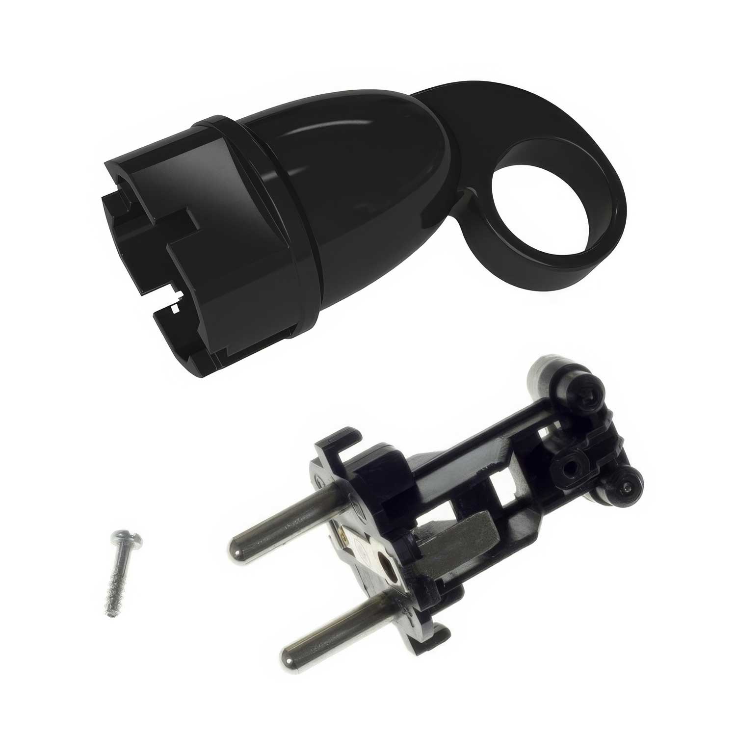 Spina Schuko Confort con anello 16A 250V - Nero