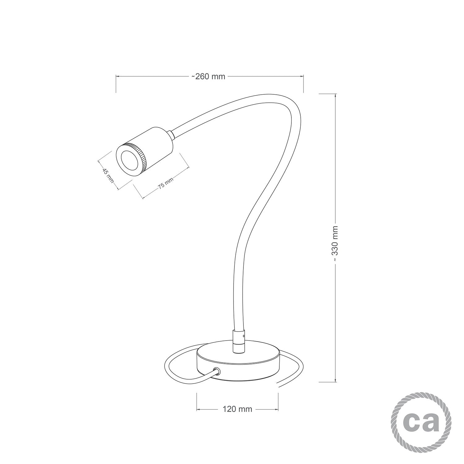 Table Flex GU1d0 lampada da tavolo snodabile con mini faretto LED - Rame satinato